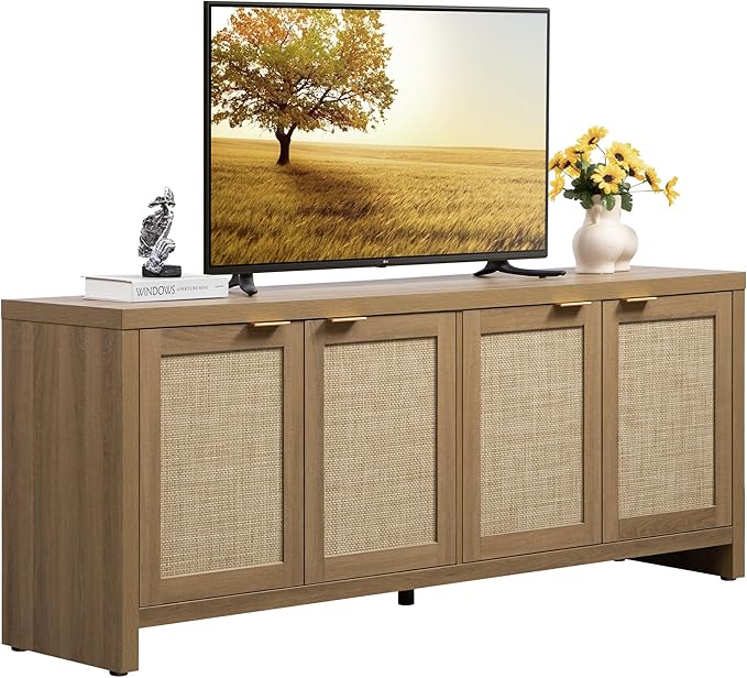 SICOTAS TV Stand for Living Room Boho Entertainment Center for Bedroom