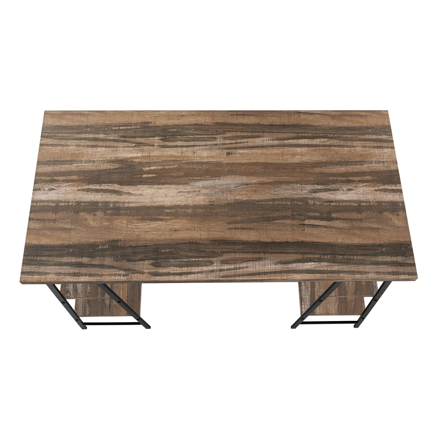 Monarch Specialties I 7525 Computer Desk, Home Office, Laptop, Storage Shelves, 48" L, Work, Metal, Laminate, Brown, Black, Contemporary, Modern
