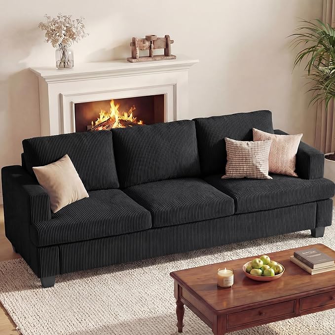 Apicizon 89" Dark Grey Couch for Living Room, Comfy Clound Couch 3 Seater Sofa