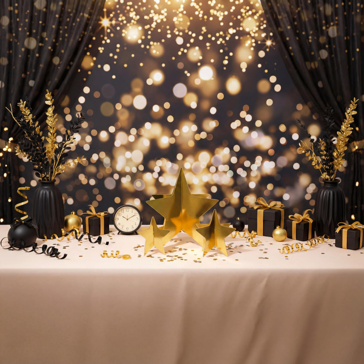 AmazingSpark 9 Pcs Large Star Centerpieces Gold 3D Back to School Star Table Decorations in 3 Sizes 10" 8" 6" for Birthday Party Baby Shower Gathering Ceremony Movie Night Supplies (Gold)