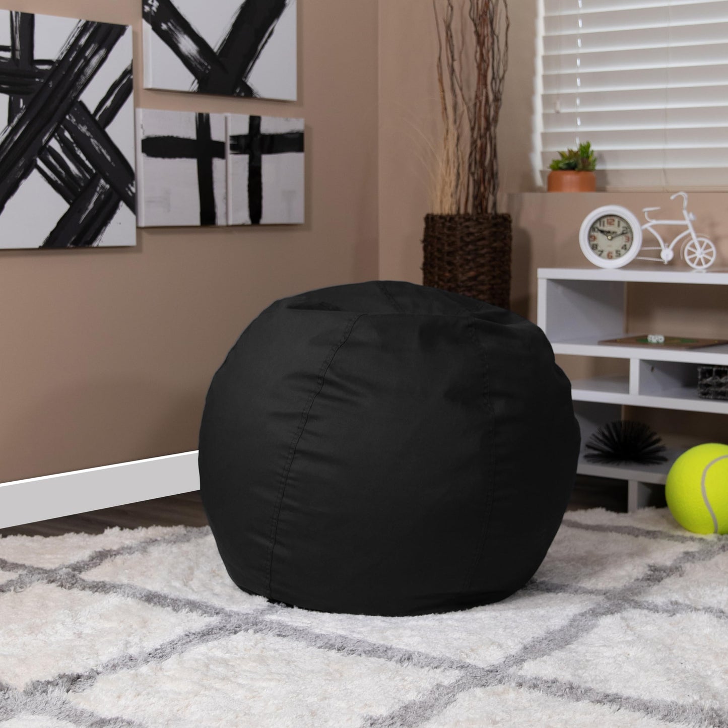 Flash Furniture Dillon Small Solid Black Bean Bag Chair for Kids and Teens