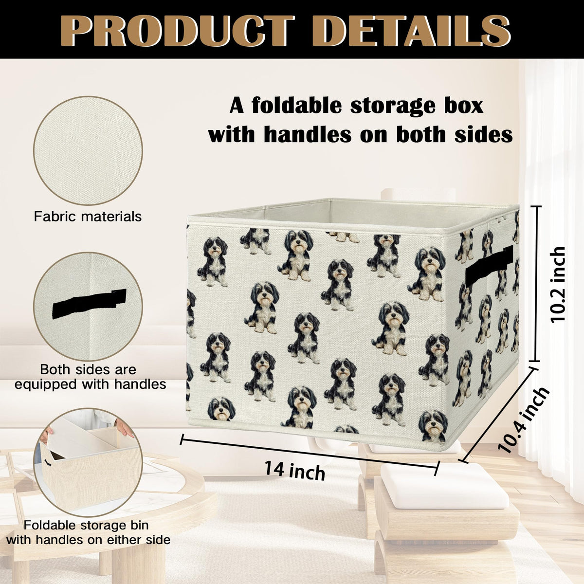 EGBTL Havanese Gifts Storage Bins & Boxes with Handles, Dog Foldable Basket for Organizing Dog Lovers Owners Women, Havanese Christmas Storage Laundry Hampers for Bedroom Bathroom Clothes Toys Books