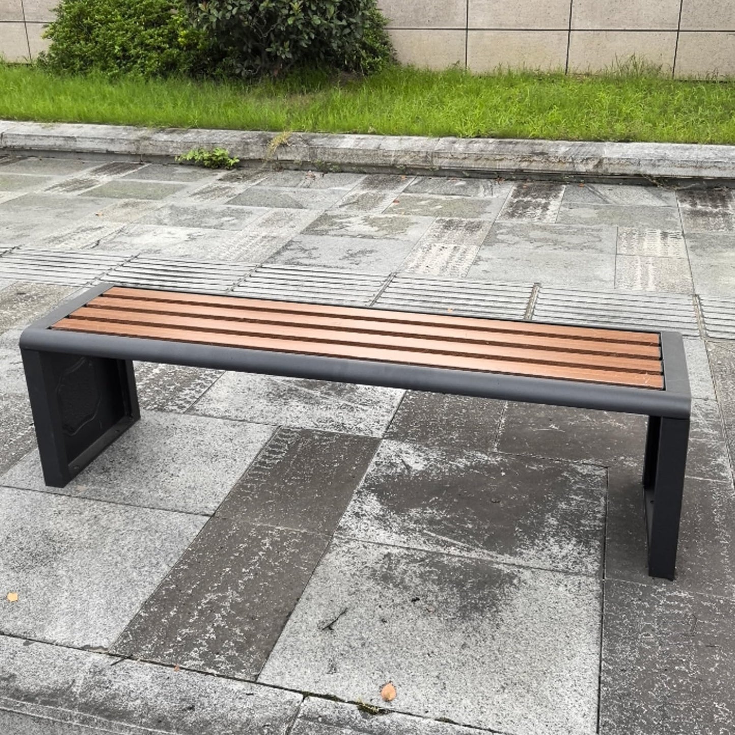 Outdoor Metal Bench, Backless Park Seating for 2, Weatherproof Slatted Garden Furniture, Ideal for Porch, Yard, Lawn, Deck Decor (150x39x42cm),150x39x42cm