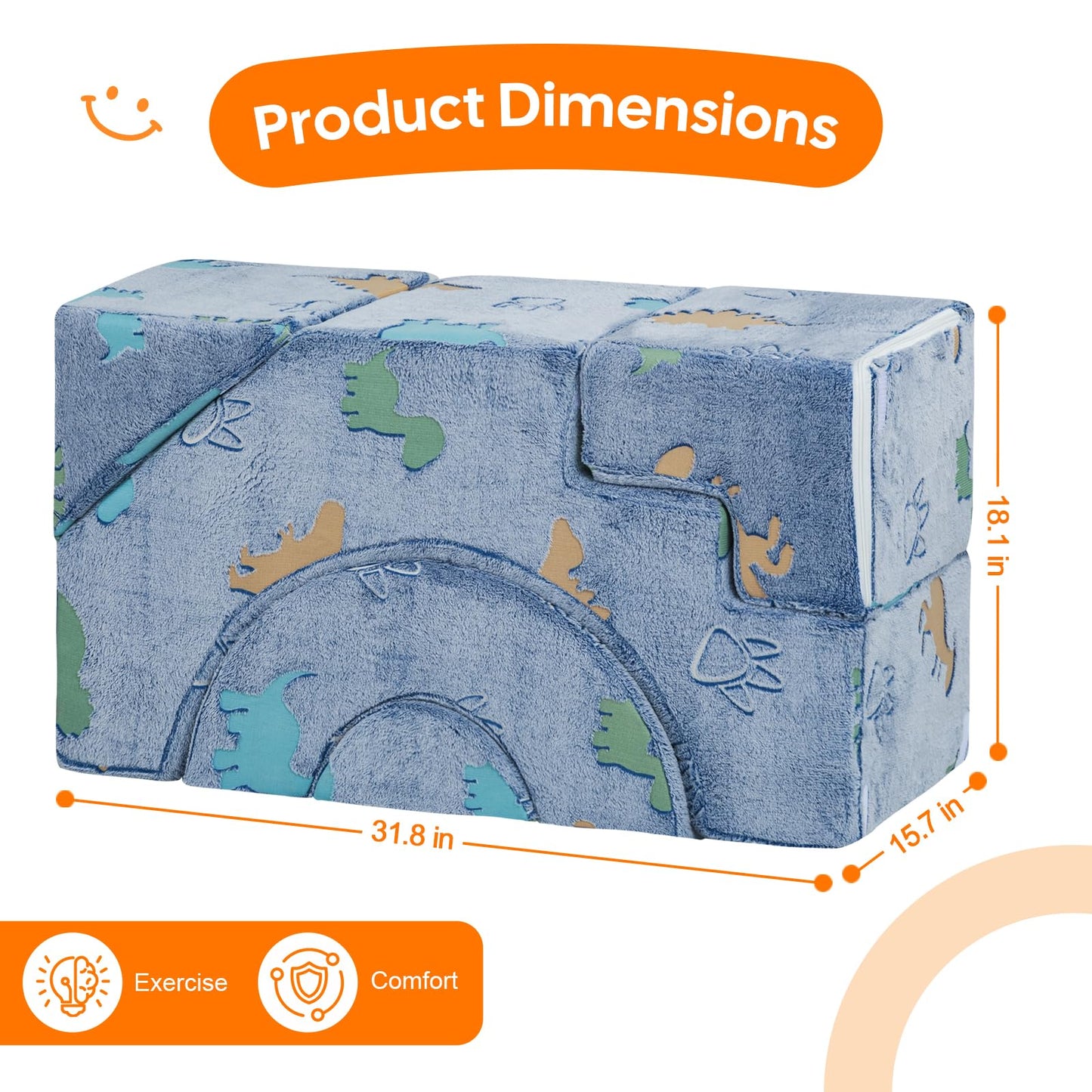MeMoreCool Foam Climbing Toddler Couch, Modular Kids Sofa with Slide & Stair, Convertible Baby Couch for Playroom, Sectional Furniture for Crawling, Climbing, and Kids’ Play