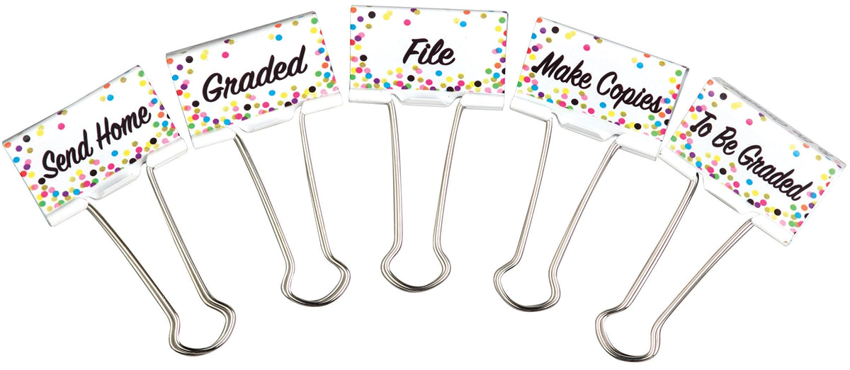 Teacher Confetti Classroom Management Large Binder Clips
