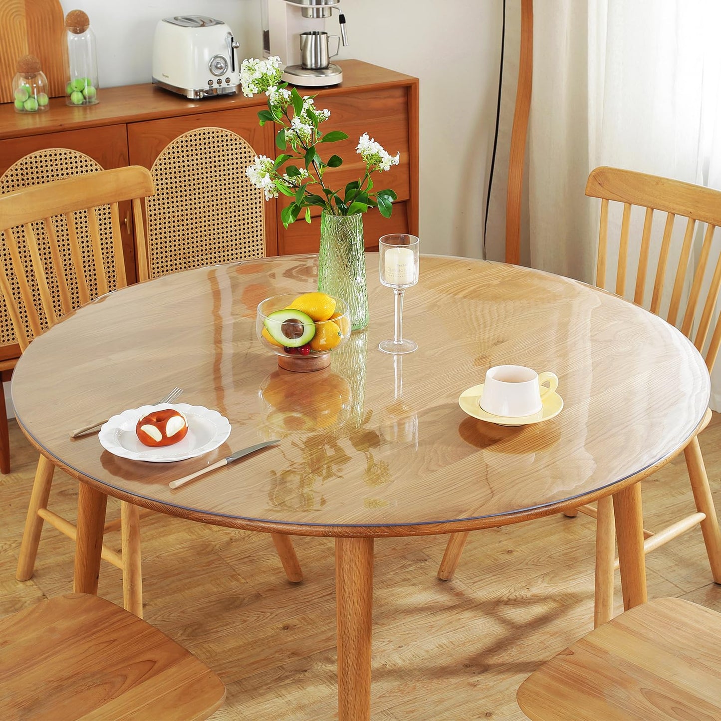 Warmstar Round Clear Table Protector - 29Inch, 2mm Thick PVC Tablecloth for Dining & Coffee Tables