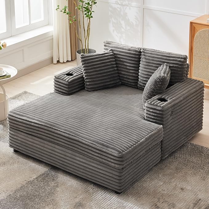 GarveeHome 60-inch Oversized Chaise Lounge Chair Indoor, Comfy Corduroy Lounge