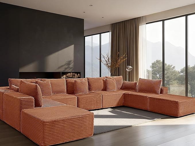 168" Cloud Sectional Couch, Comfort U Shaped Sofa