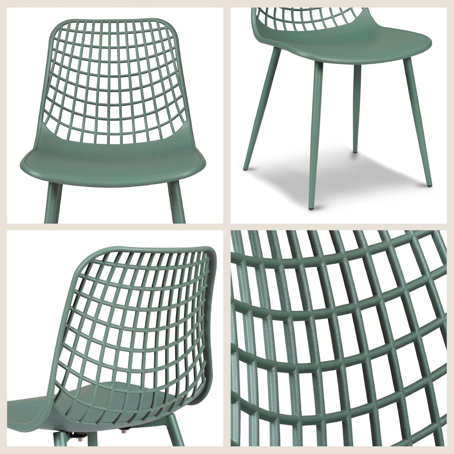 Poly & BARK Marais Modern Dining Chairs Set of 4 – Mid Century Modern Plastic Dining Chair with Metal Legs – Kitchen & Dining Room Chairs – Dining Table Chairs Set – Indoor/Outdoor – Pistachio Green