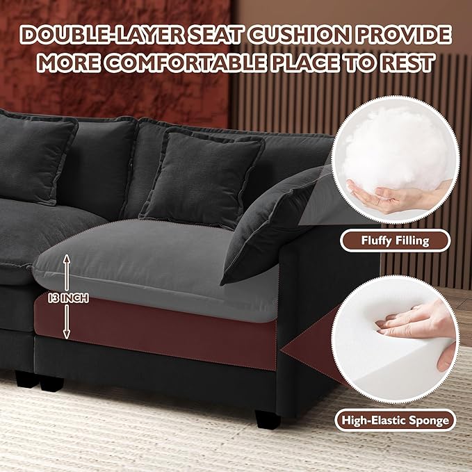 Ihanherry Cloud Sofa 77 Inch Loveseat, Modern Sectional Couch, 2-Seats Sofa