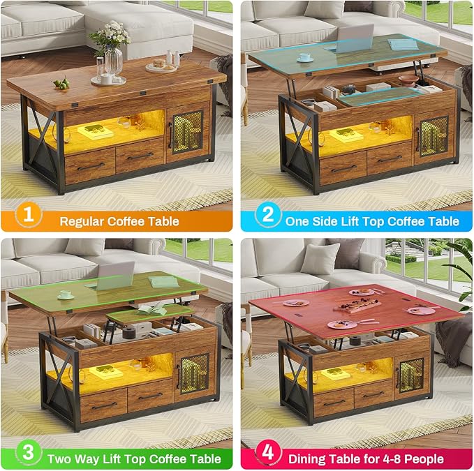 Itaar 40" Lift Top Coffee Table, 4 in 1 Coffee Tables