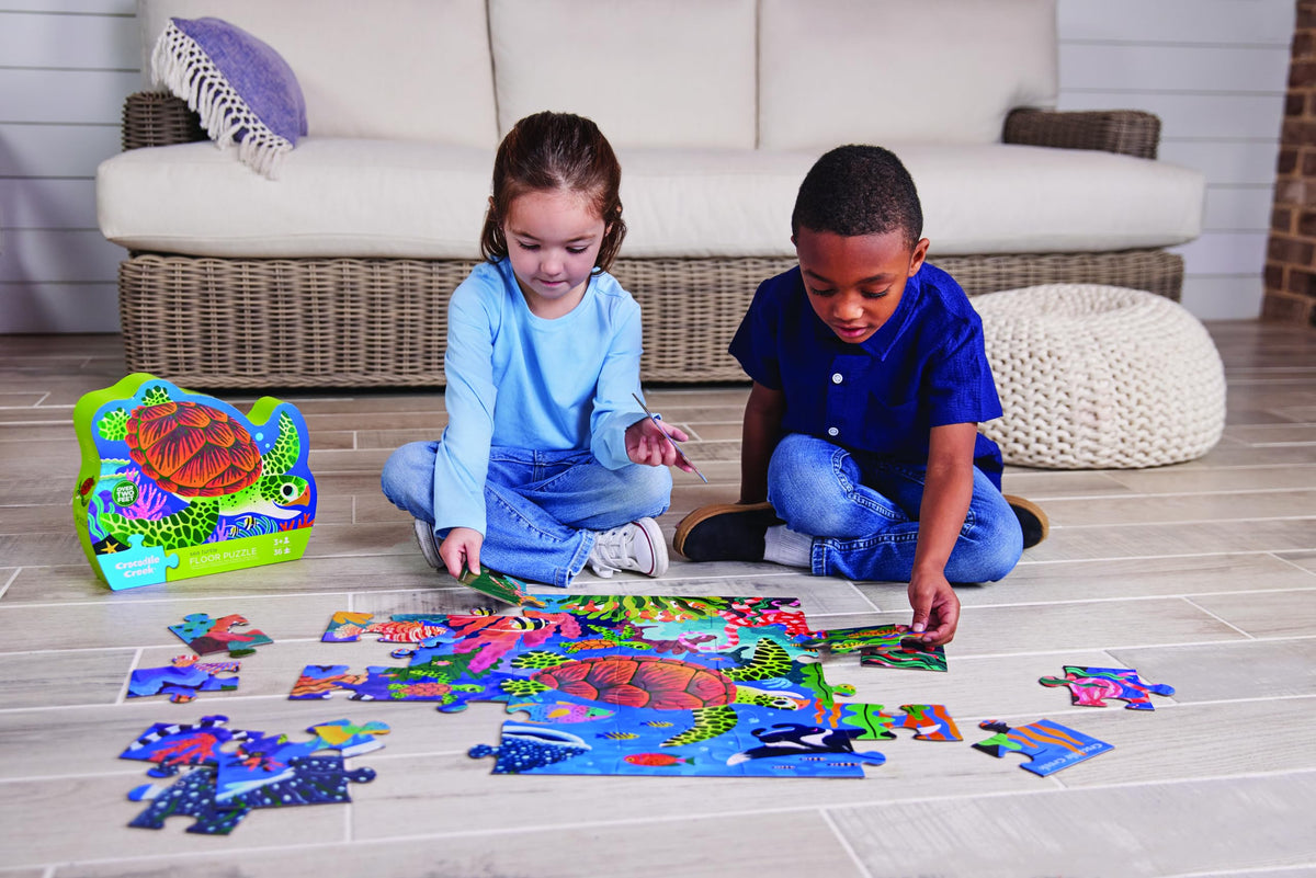 Crocodile Creek Jigsaw Puzzle, 36 Piece for Kids 3 Years and Up, Heavy-Duty Shaped Box for Storage, Finished Puzzle Size 18 x 24 inches, Sea Turtle