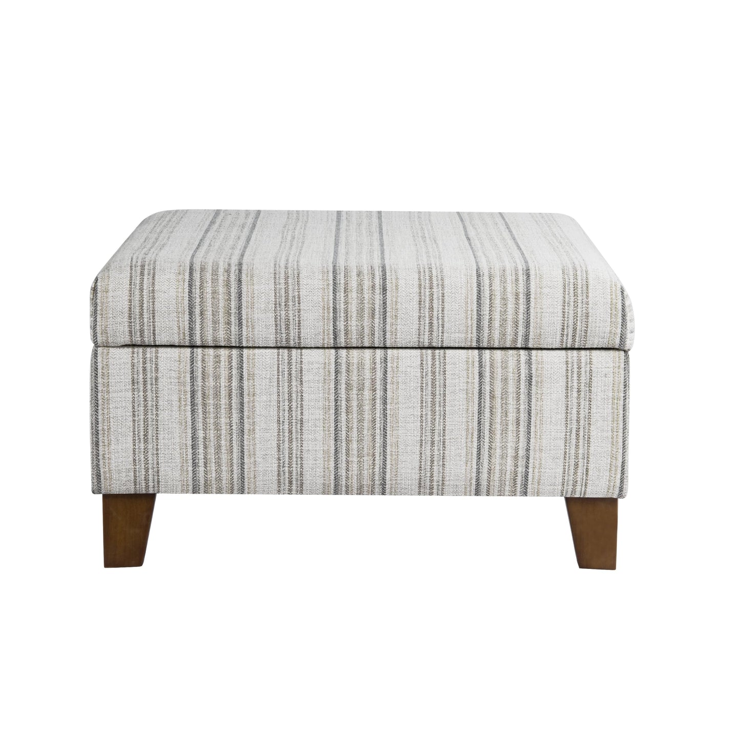 HomePop Harper Luxury 28" Square Storage Ottoman - Gray Striped Pattern