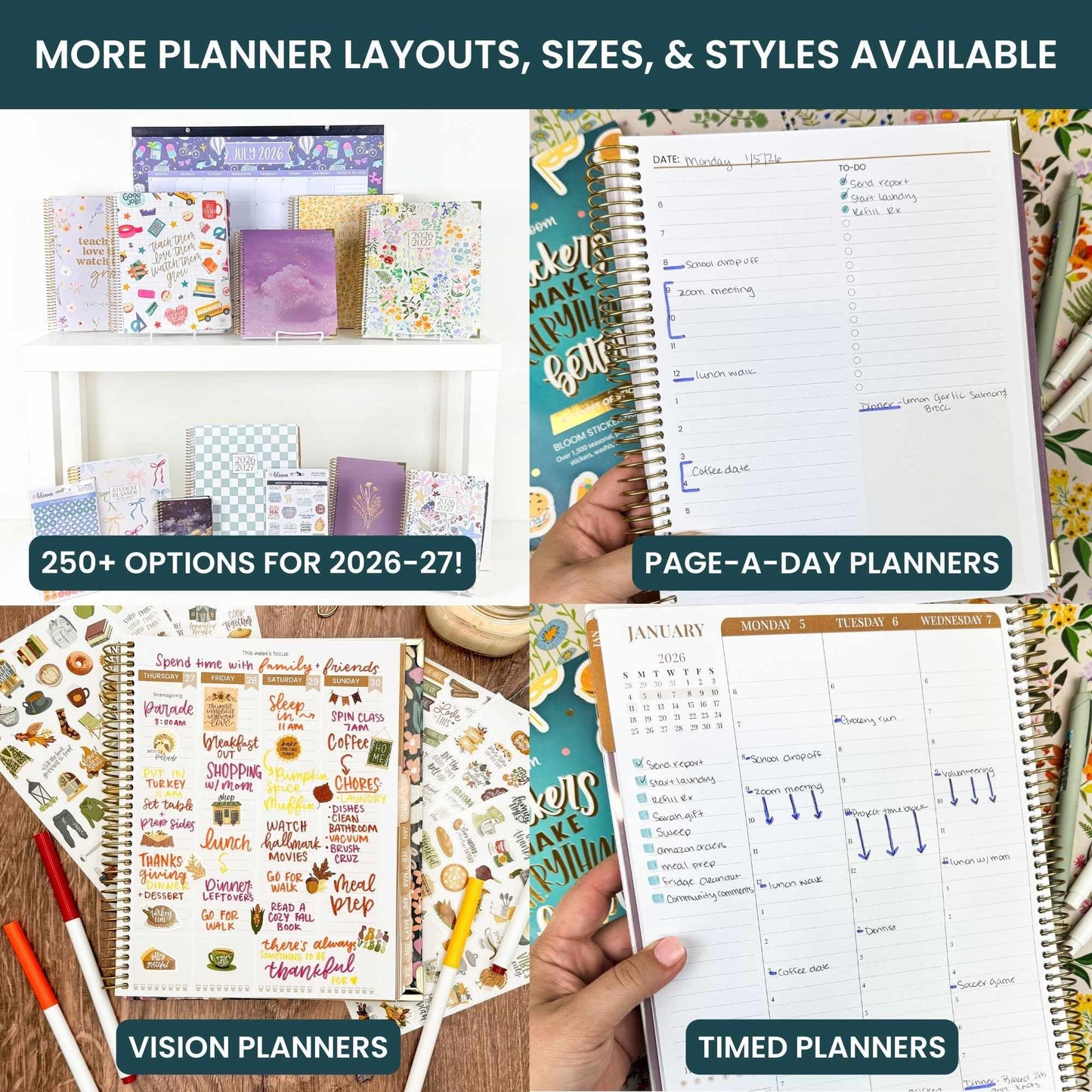 bloom daily planners 2026-2027 (8.5" x 11") Academic Year Day Planner (July 2026 - July 2027) - 13 Months Weekly & Monthly Dated Agenda Organizer with Stickers & Tabs - Midnight Sky