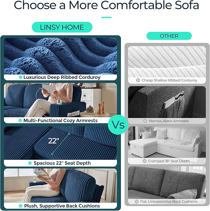LINSY HOME Sectional Sleeper Sofa Pull Out Couches
