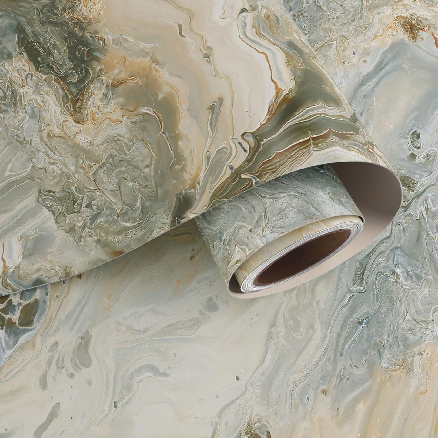 VaryPaper 15.7''x78.7'' Luxury Beige Liquid Marble Contact Paper for Countertops Waterproof Matte Marble Wallpaper Peel and Stick Countertop Vinyl Wrap Removable Granite Wallpaper for Kitchen Bedroom