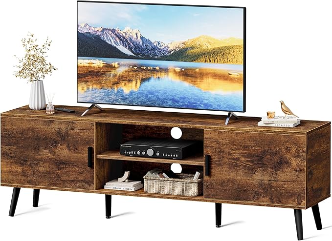 SUPERJARE TV Stand for 55 Inch TV, Entertainment Center