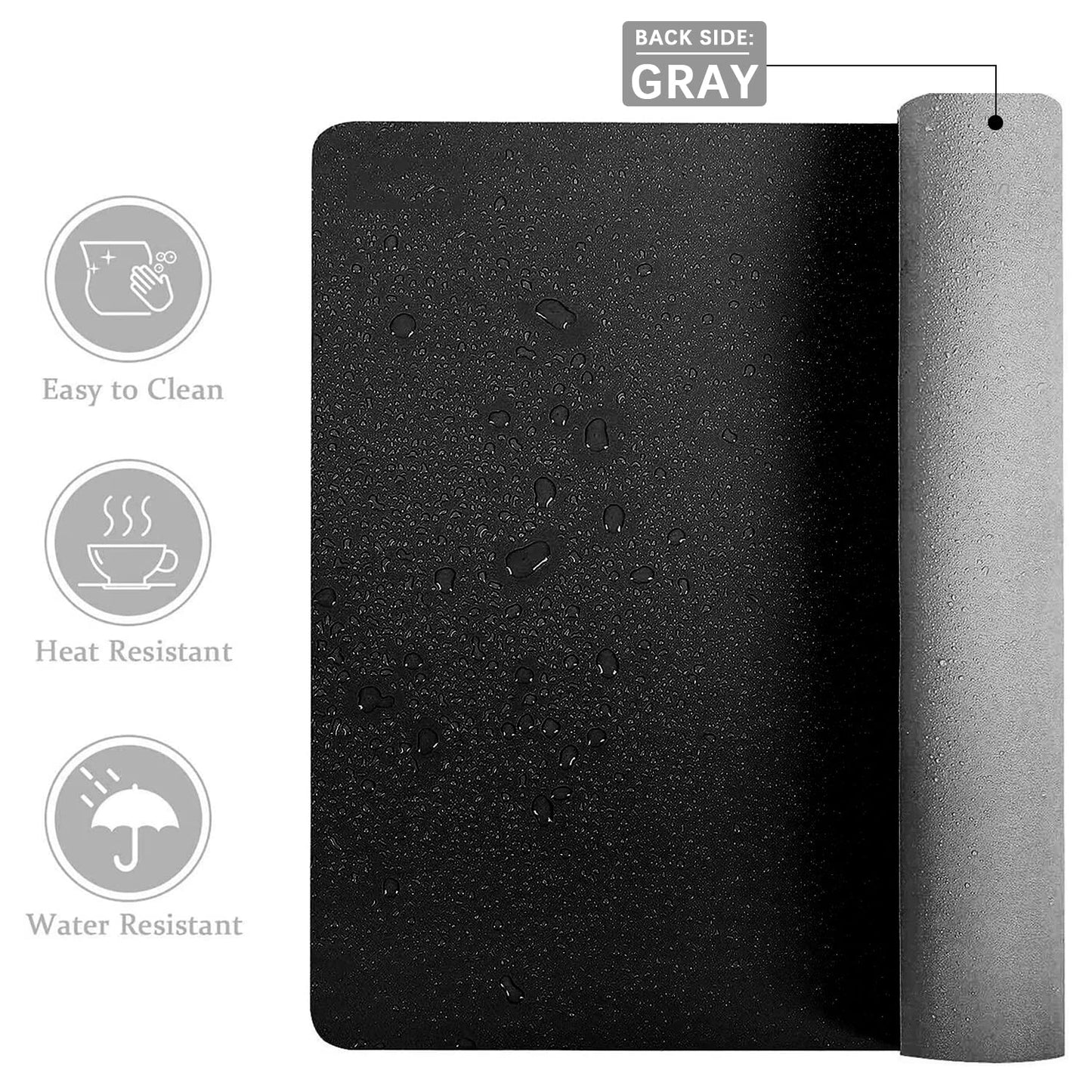 Aothia Double-Sided PU Leather Desk Pad - Non-Slip Large Mouse Pad & Desk Mat for Office, Home - Waterproof, Easy to Clean, Durable Dual-Sided Surface (23.6"x13.7", Black)