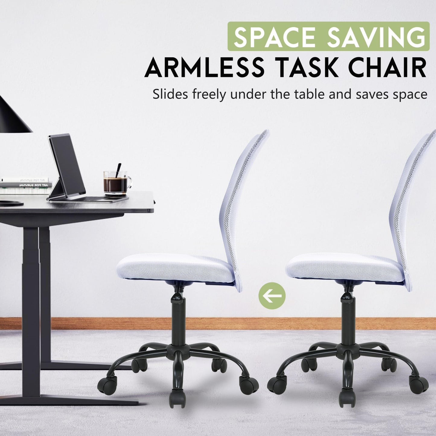 BestOffice Ergonomic Office Chair Desk Chair Mesh Computer Chair Armless Back Support Modern Executive Rolling Swivel Chair with Lumbar Support(Grey)