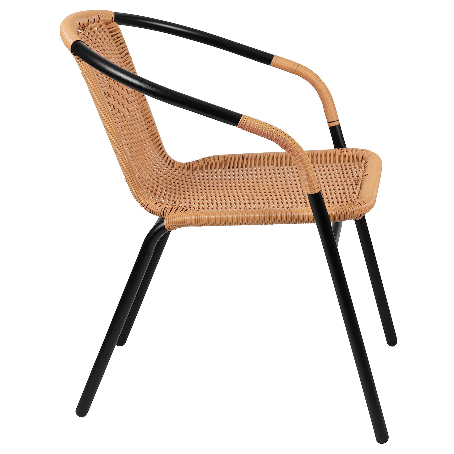 Flash Furniture Lila 4 Pack Beige Rattan Indoor-Outdoor Restaurant Stack Chair | Versatile and Stylish Seating