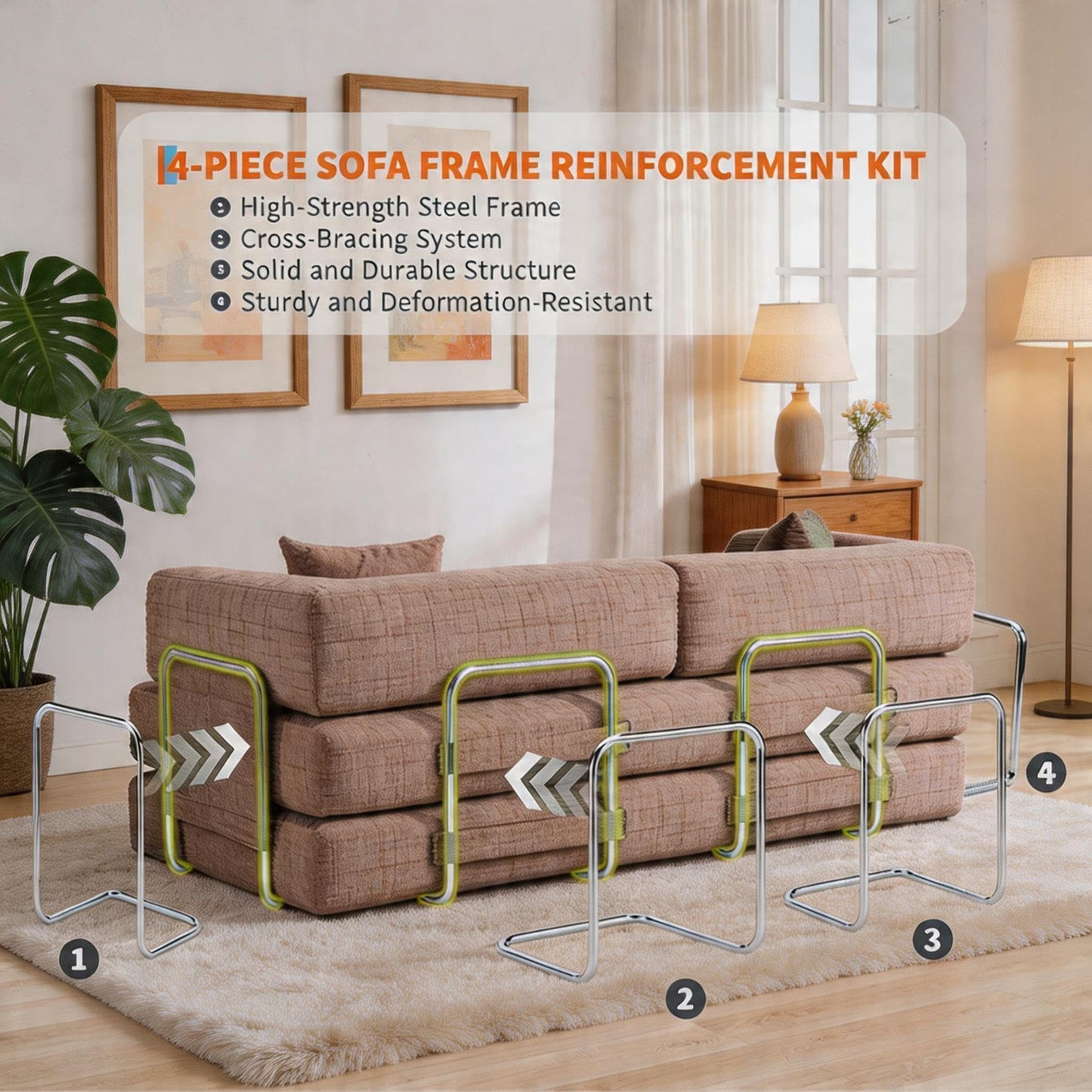5-in-1 Convertible Sofa Bed Sleeper, 79" Corduroy Floor Couch with 4 Pillows, Boneless Deep Seat Futon Mattress, No Assembly, Modern Lounge Sofa for Living Room, Apartment, Small Spaces, Pink