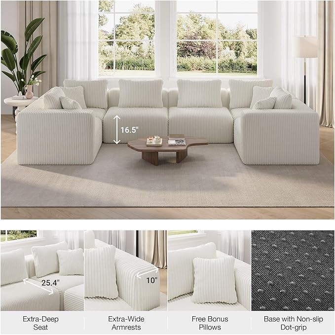 Novilla 106" Modular Sectional Sofa, Modern Cloud Sectional Couch