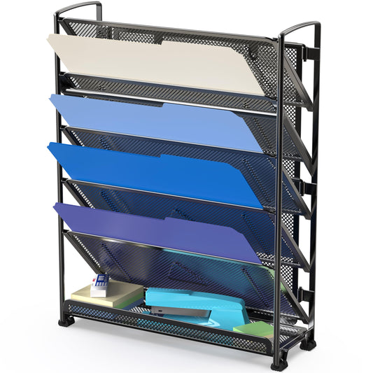 Simple Houseware 6-Tier Wall Mount Document Letter Tray Organizer, Black