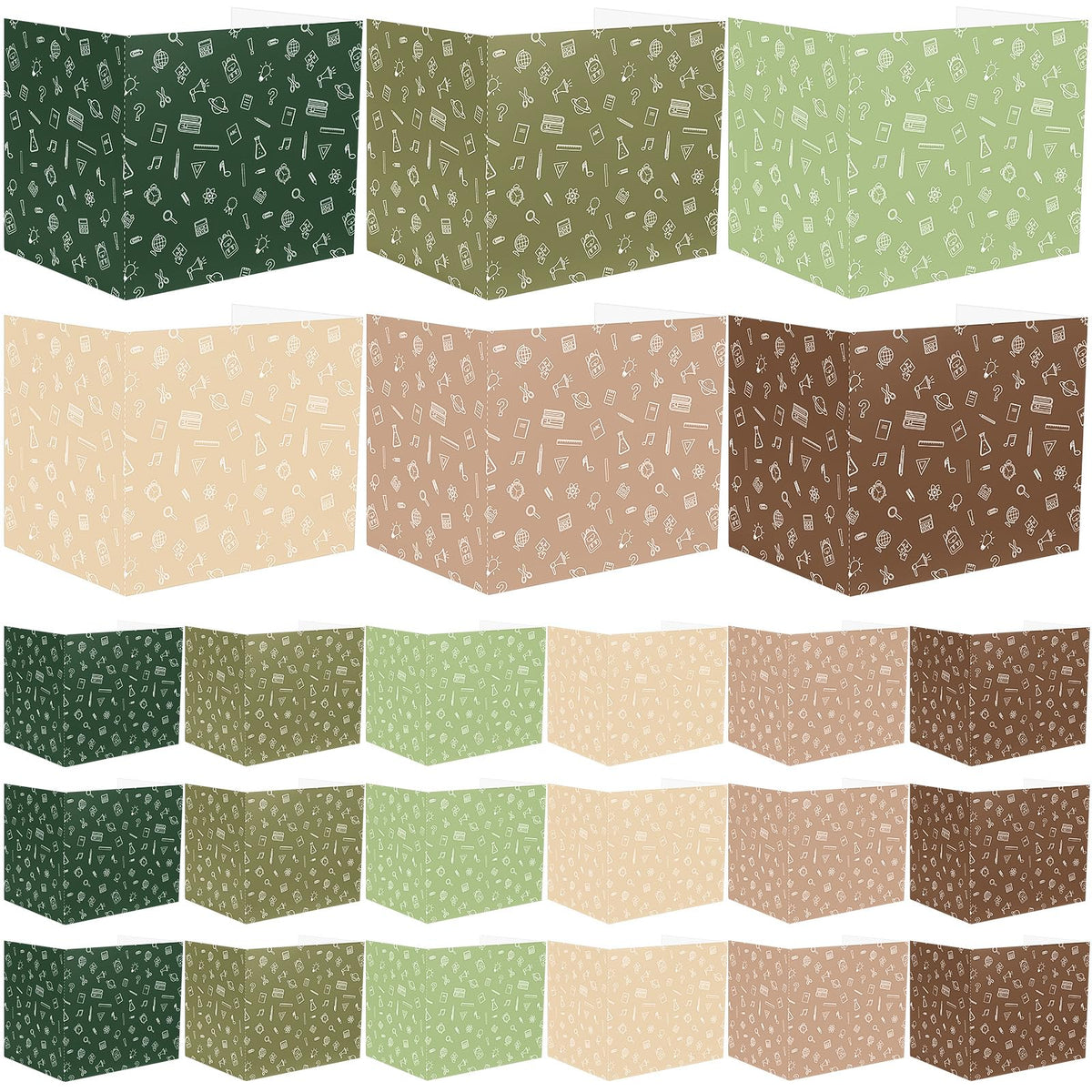 SATINIOR 24 Pcs Privacy Folders for Students, Desk Dividers for Classroom Testing, Trifold Cardboard Privacy Boards, Study Carrels Panel School Teacher Supplies(Stationery Style,Matcha Color)