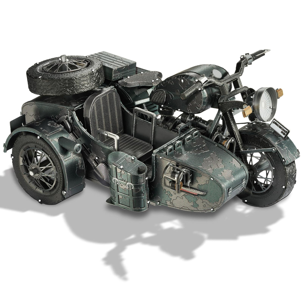Piececool 3D Puzzles for Adults, Motorcycle with Sidecar Metal Model Building Kits for Family Time, Side Car DIY Assembling Arts and Crafts Best Birthday Gifts