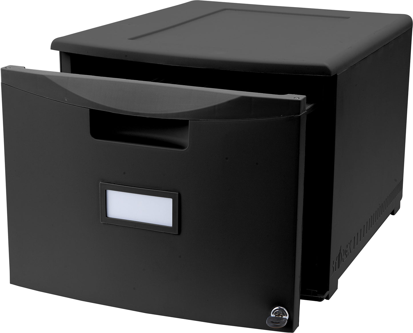 Storex Plastic One-Drawer File Cabinet – Locking Document Organizer for Home and Office, Black, 2-Pack (61265B02C)