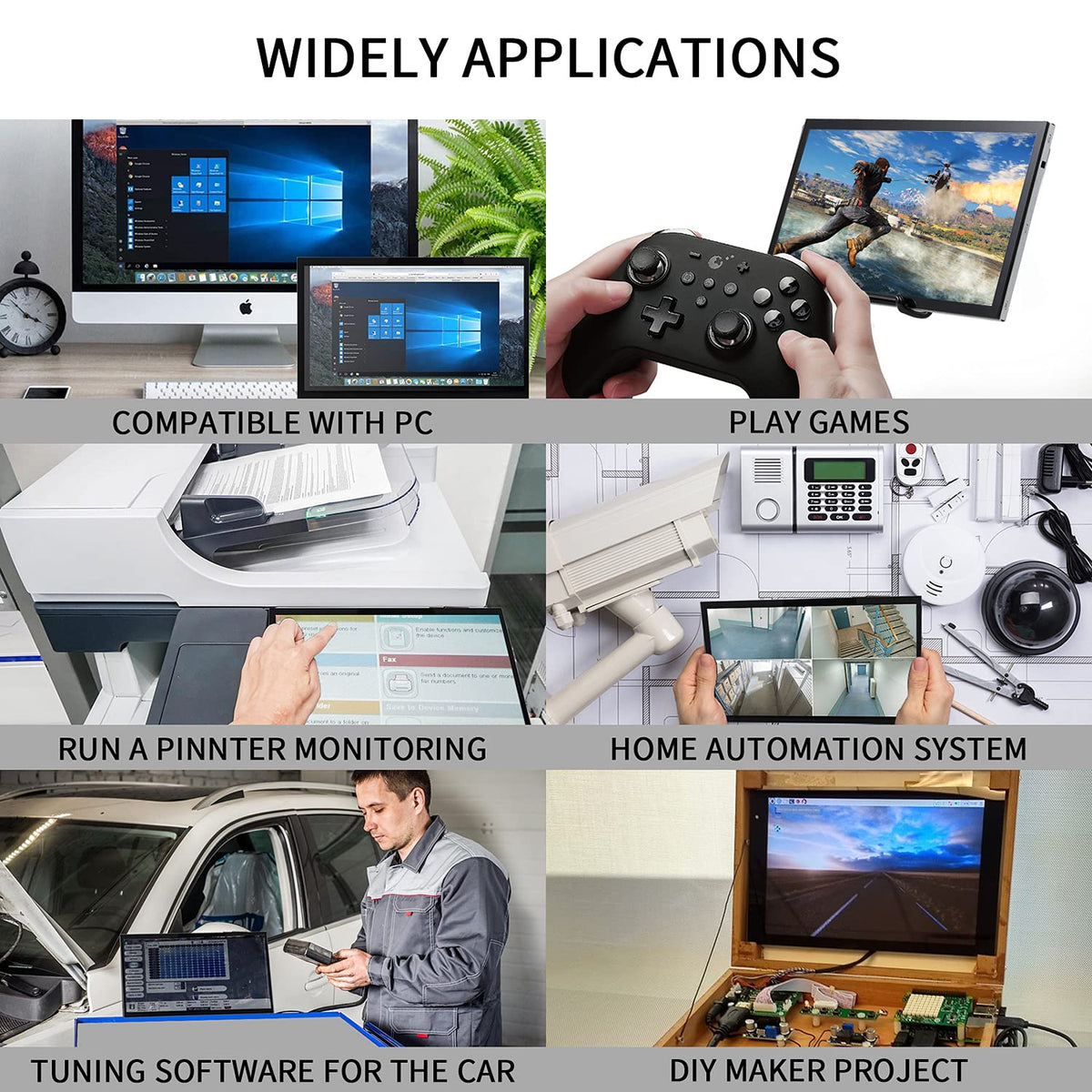 HMTECH Raspberry Pi Screen 10.1 Inch Touchscreen Monitor 1024x600 Portable HDMI Monitor 16:9 IPS Screen Display for Raspberry Pi 5/4/3/2/Zero/B/B+ Win11/10/8/7, Free-Driver