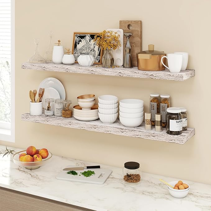 Acovy 48 Inch Floating Shelves, 9.3" Deep Floating Shelf Wall Mounted, Rustic
