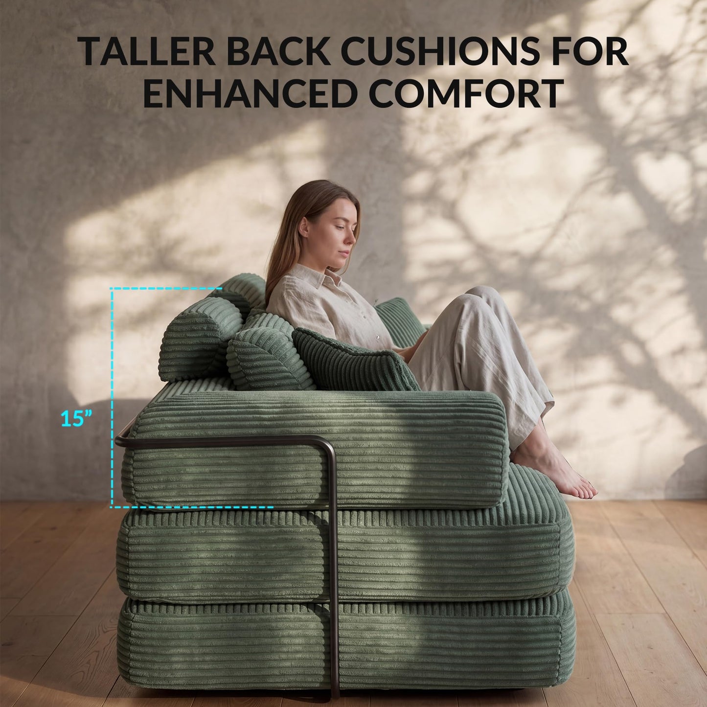 Boneless Floor Sofa, 3-in-1 Convertible Loveseat Sleeper Futon, Modular Small Space Couch Bed with High Headrests & Side Storage Pockets & 2-in-1 Pillow Blanket for Living Room, No Assembly, Bedroom