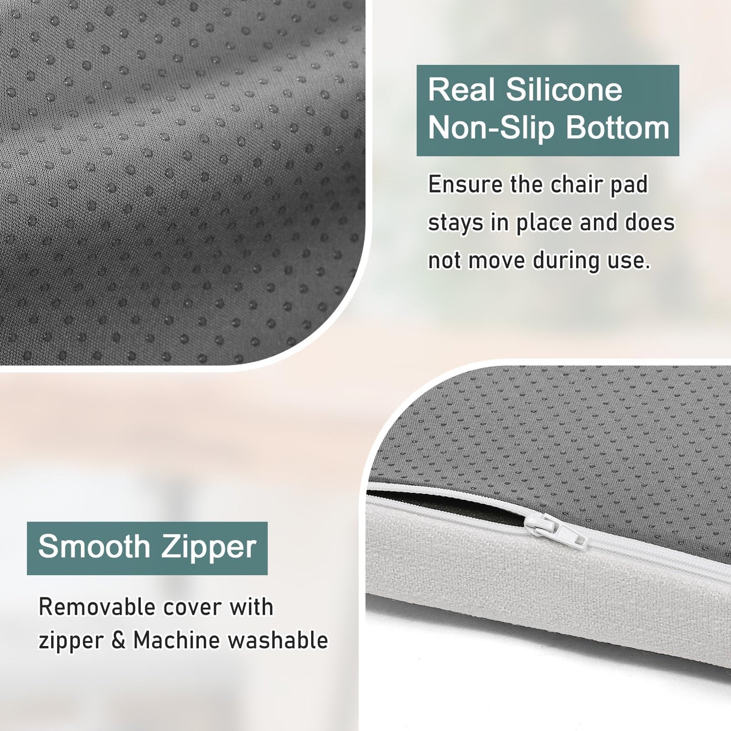baibu Memory Foam Rectangle Bench Stool Cushion Set of 2, Dual-Layer Design Non-Slip Saddle Stool Pads Bar Stool Cushion with Machine Washable Cover - Only 2 Pads (White, 18x9.5x1.5in)