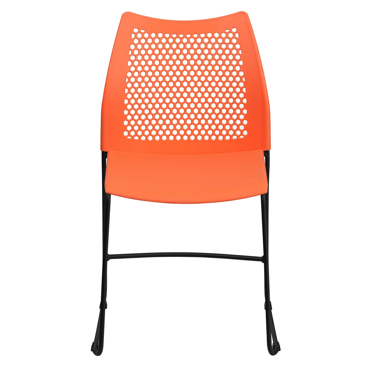Flash Furniture Hercules Series Contoured Lobby Chairs with Air-Vent Honeycomb Backs, Ergonomic Stacking Chairs for Offices, Set of 5, Orange