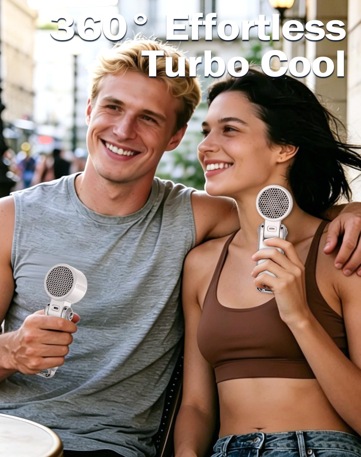 Taiofan Portable Handheld Fan with Cooling Ice Function, Rechargeable Mini Personal Fan, 5 Speeds Strong Wind, Quiet USB Travel Fan for Outdoor, Office, Summer Heat