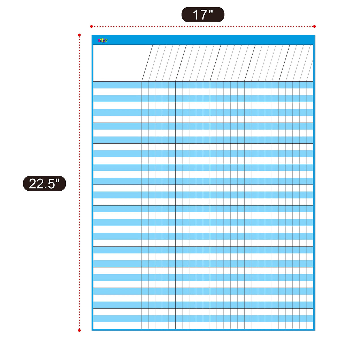 6 Pack Multi-Color Dry Erase Incentive Chart/Chore/Responsibility/School Attendance/Homework Progress Tracking Chart, 6 Pack in Multi-Color, 36 Rows X 25 Columns (17" x 22.5") with 1056 Stars