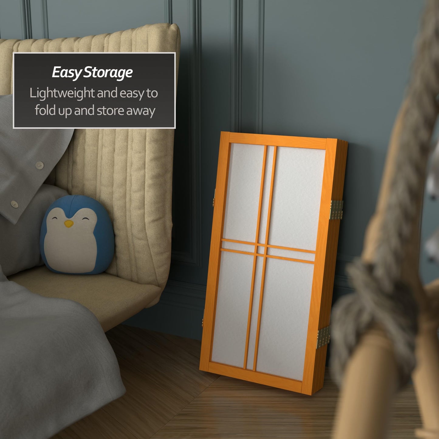 2 ft. Short Desktop Double Cross Shoji Screen - Honey - 4 Panels