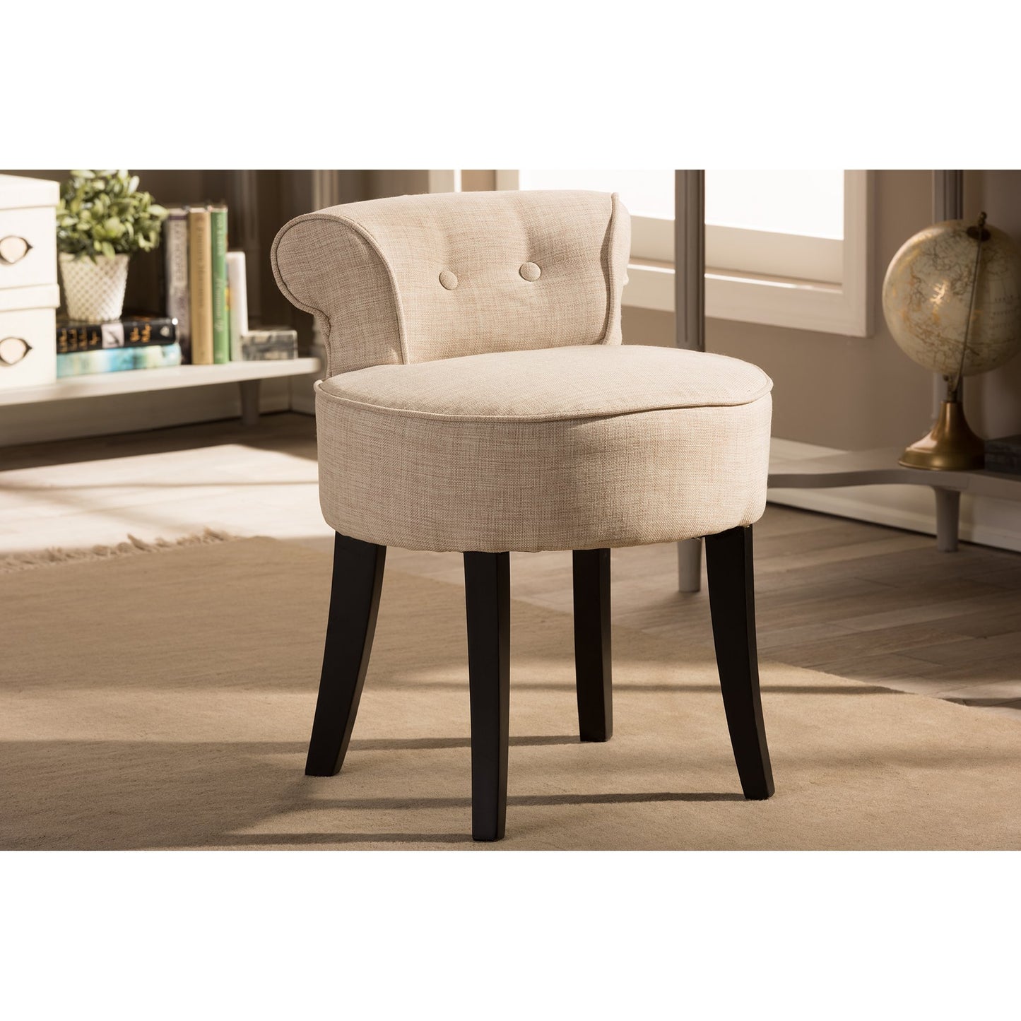 Baxton Studio Millani Linen Modern Lounge Stool, Beige