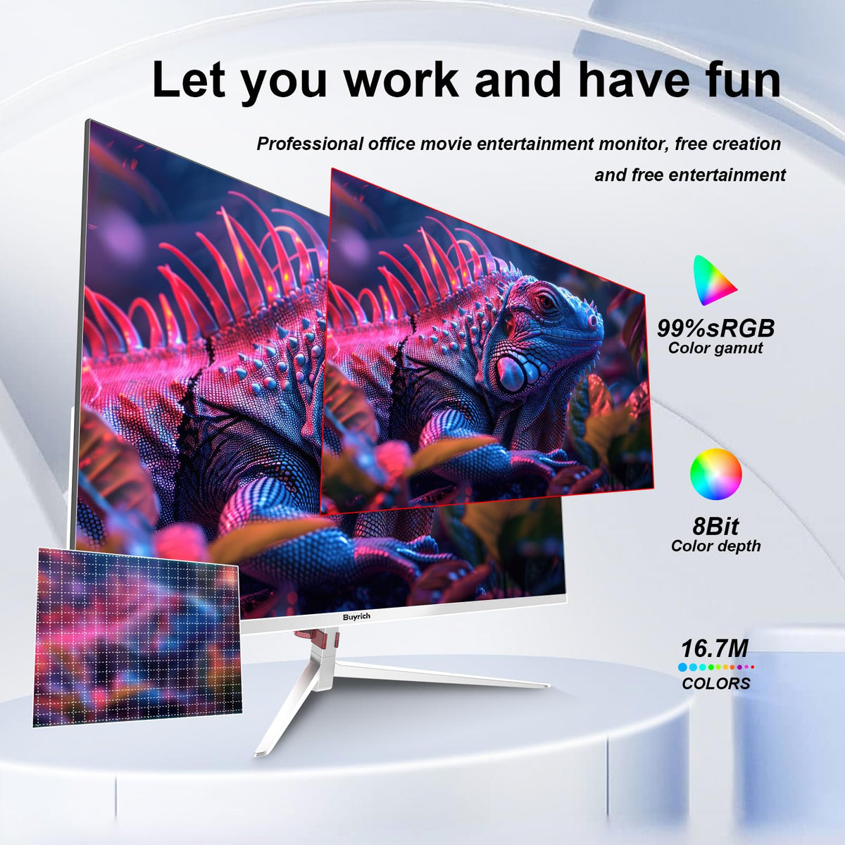 BUYRICH 27 Inch Computer Monitor 100Hz IPS FHD 1080P,Built-in Speakers, Frameless Gaming Monitor with FreeSync/G-Sync Compatible, HDR10, HDMI/DP Ports, VESA Mount, Tilt Adjustable