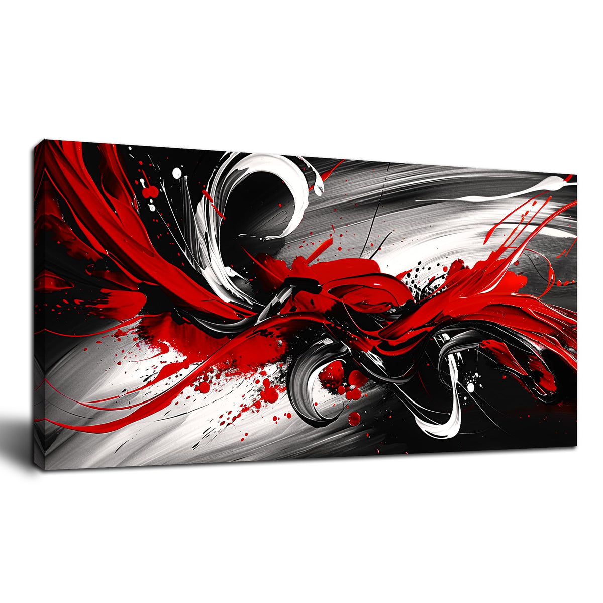 Black and White Red Large Canvas Wall Art for Living Room Framed Print Picture Painting Bedroom Office Wall Decor Modern Room Abstract Wall Decorations Artwork Size 20x40 Ready to Hang