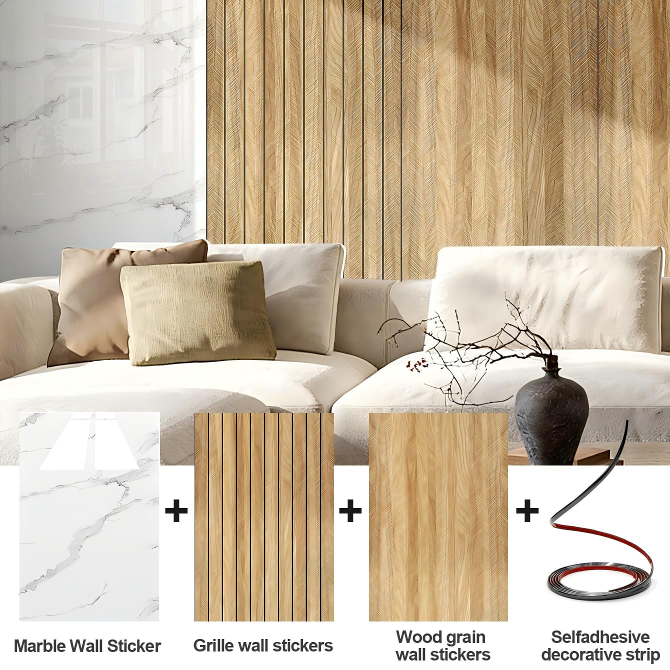 Chejiaye Wood Grain Peel and Stick 3D Wall Panel -15.75"x118"Soundproof Self-Adhesive Wall Sticker, Removable Thick PVC Slat Contact Paper for Kitchen Bedroom,Ceiling Wall Decoration (Dark Brown)
