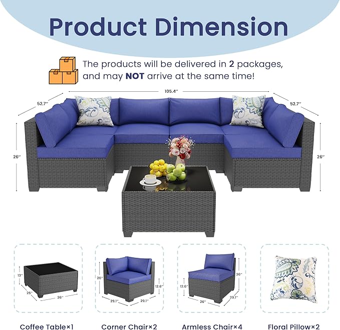 olimix 8 Piece Outdoor Patio Furniture Set, Outdoor Sectional Furniture