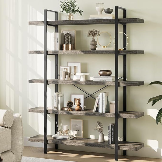 OtterOasis Heavy Duty 5-Tier Industrial Bookcase, 120lbs Shelf Capacity