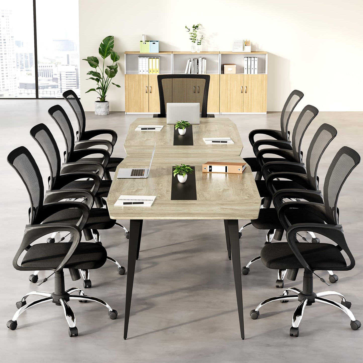 LITTLE TREE 6 FT Conference Room Table, 70.86L x 35.43W x 29.52H Inches Boat Shaped Meeting Seminar Boardroom Table. Gray