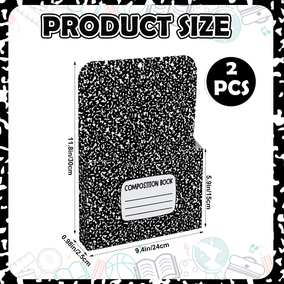 Gilprop 2 Pcs Composition Notebook Magnetic File Folder Holder Pocket File Organizer Classroom Decor Teacher Desk Accessories for Whiteboard Classroom Essential No Drilling