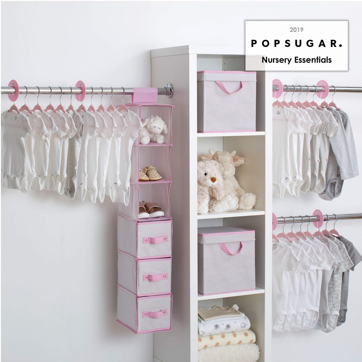 Delta Children Nursery Storage 48 Piece Set - Easy Storage/Organization Solution - Keeps Bedroom, Nursery & Closet Clean, Infinity Pink