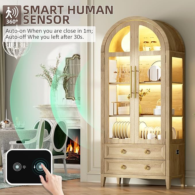 Vlsrka 71" Arched Curio Cabinet