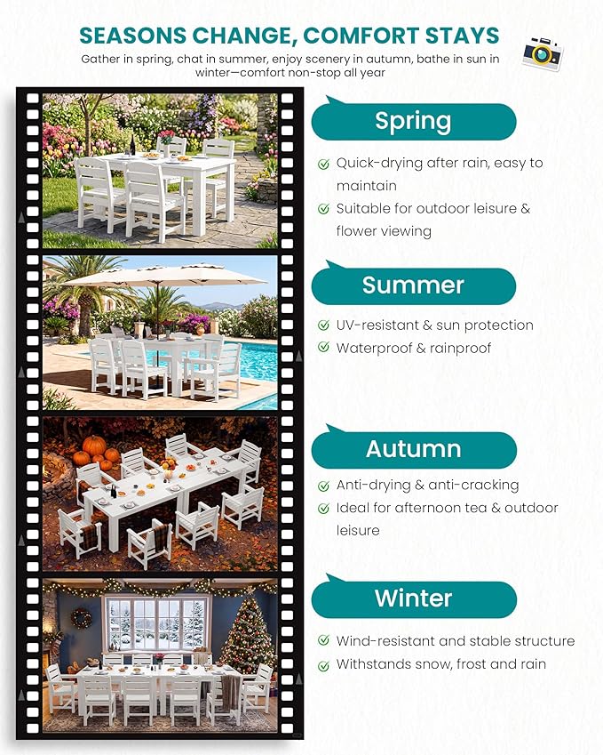 SERWALL HDPE Dining Set for 10 – 2 Tables, 8 Armless + 2 Armchairs. Includes 10