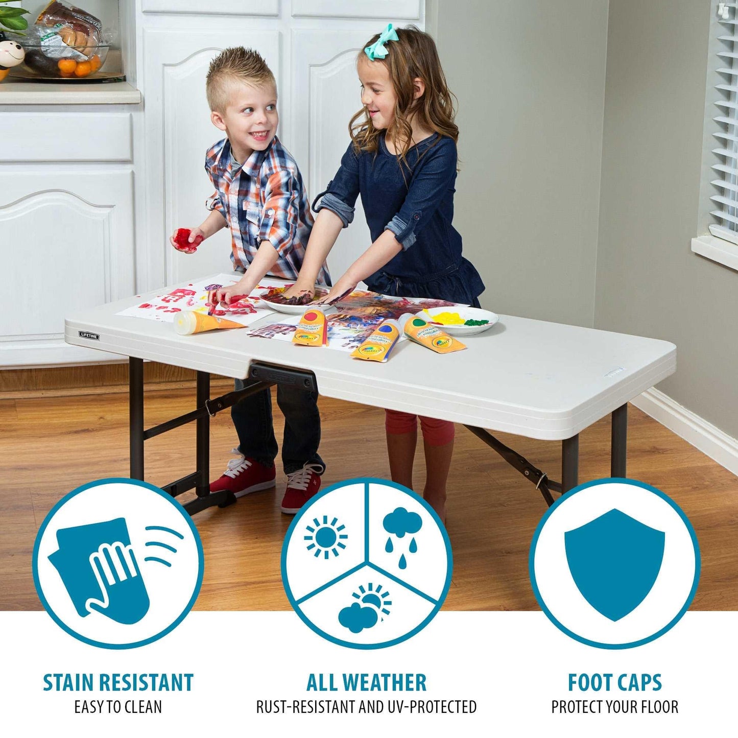 LIFETIME 80387 4-Foot Commercial Adjustable Folding Table, Almond